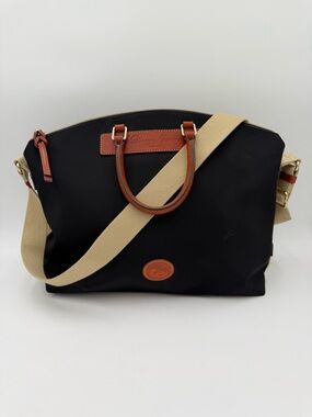 Dooney & Bourke Juliette Nylon Satchel Navy/ Tan Crossbody NWOT Authenticated